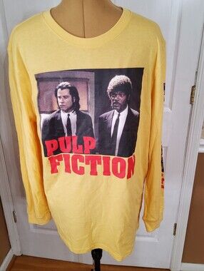 Pulp Fiction Men’s Large Yellow Long Sleeve Graphic Shirt Miramax Bioworld NWT